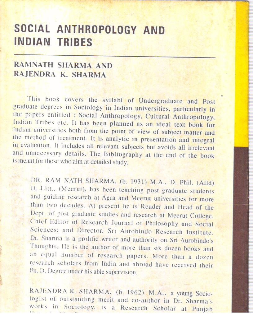 Social Anthropology and Indian Tribes. 