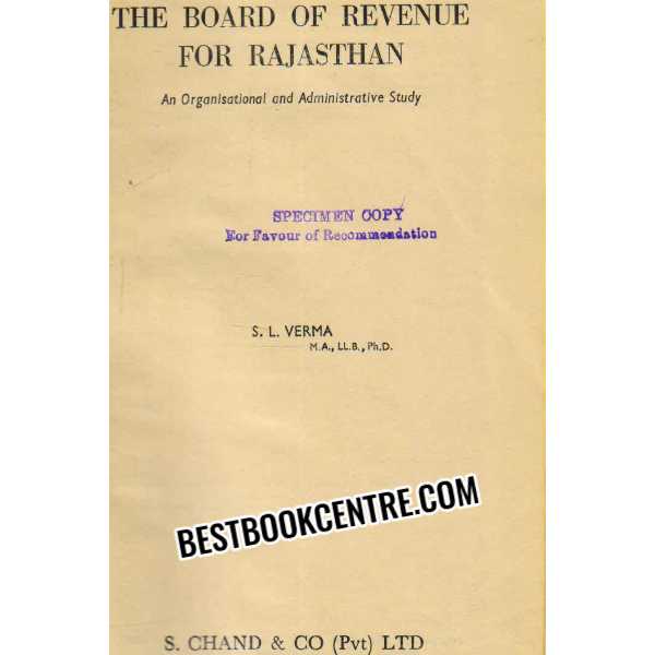 the board of revenue for Rajasthan 1st edition