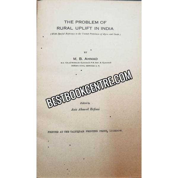 The Problem Of Rural Uplift In india 1st edition
