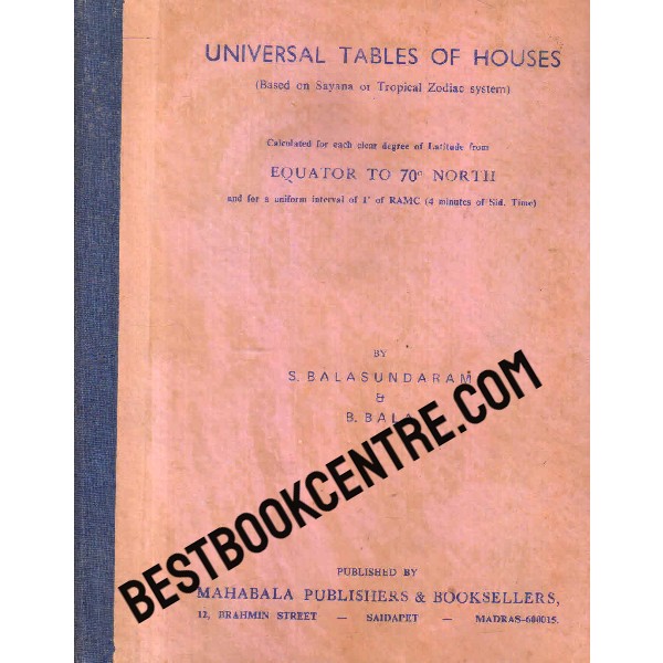 universal tables of houses 1st edition