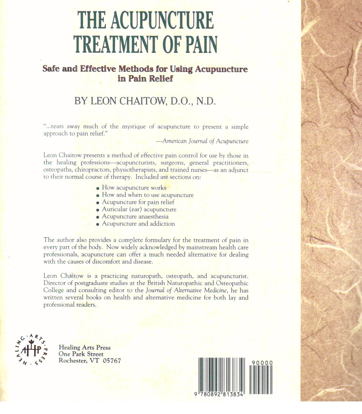 The Acupuncture Treatment of Pain.