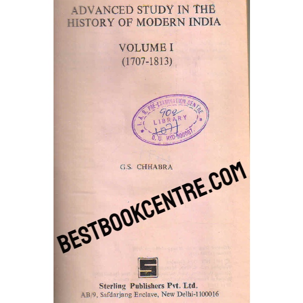 advanced study inthe history of modern india volume 1 1st edition