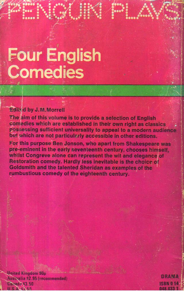 Four English Comedies of the 17 and 18 Centuries.