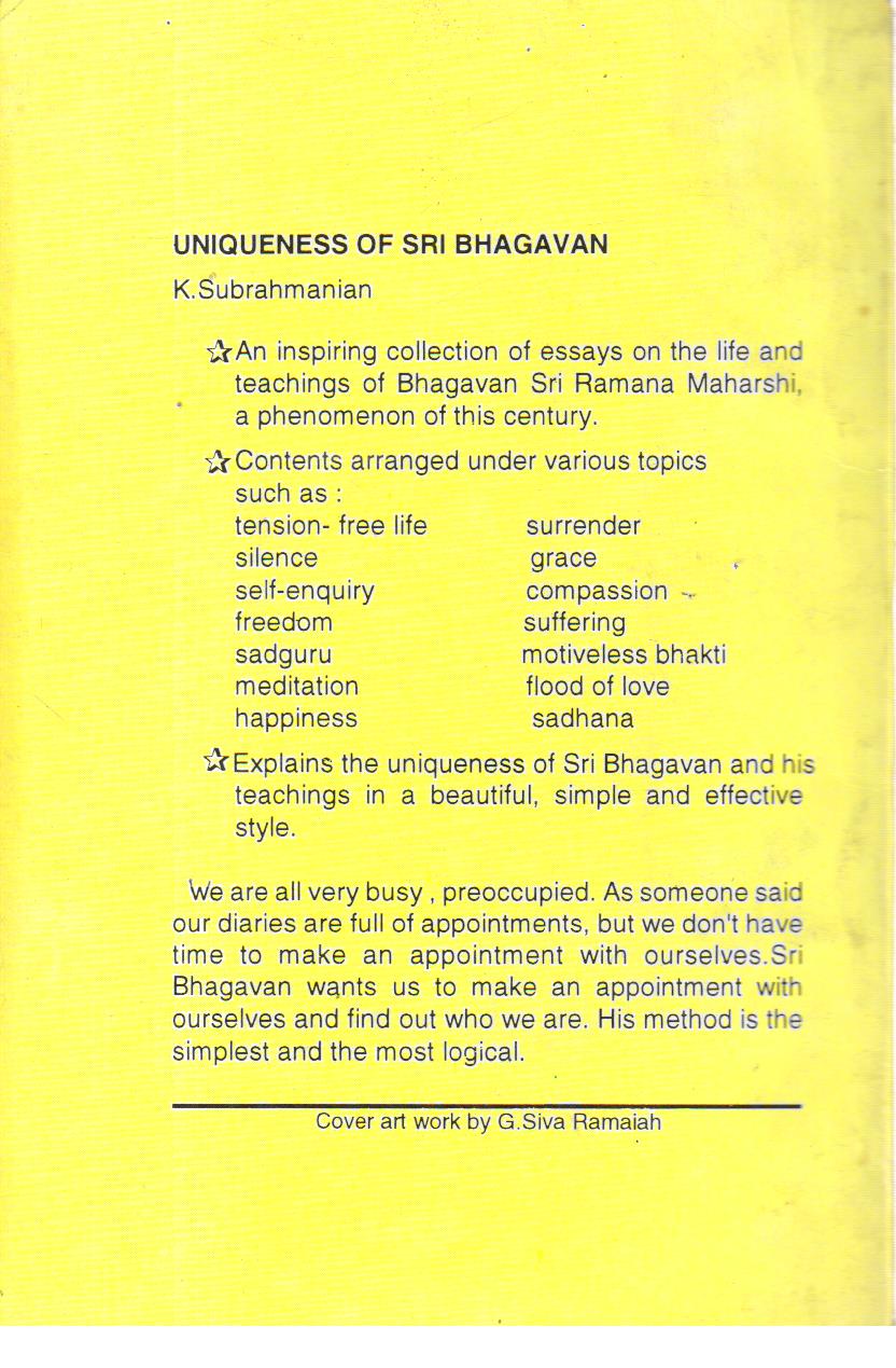 Uniqueness of Sri Bhagavan