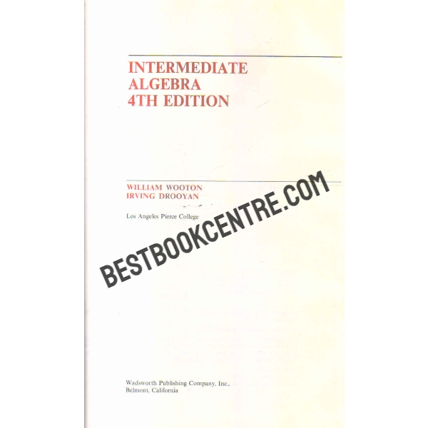 Intermediate Algebra 4th Edition