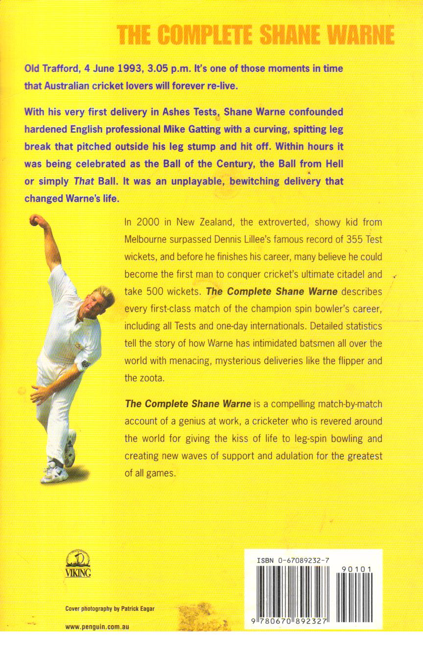 The Complete Shane Warne. 1st Edition