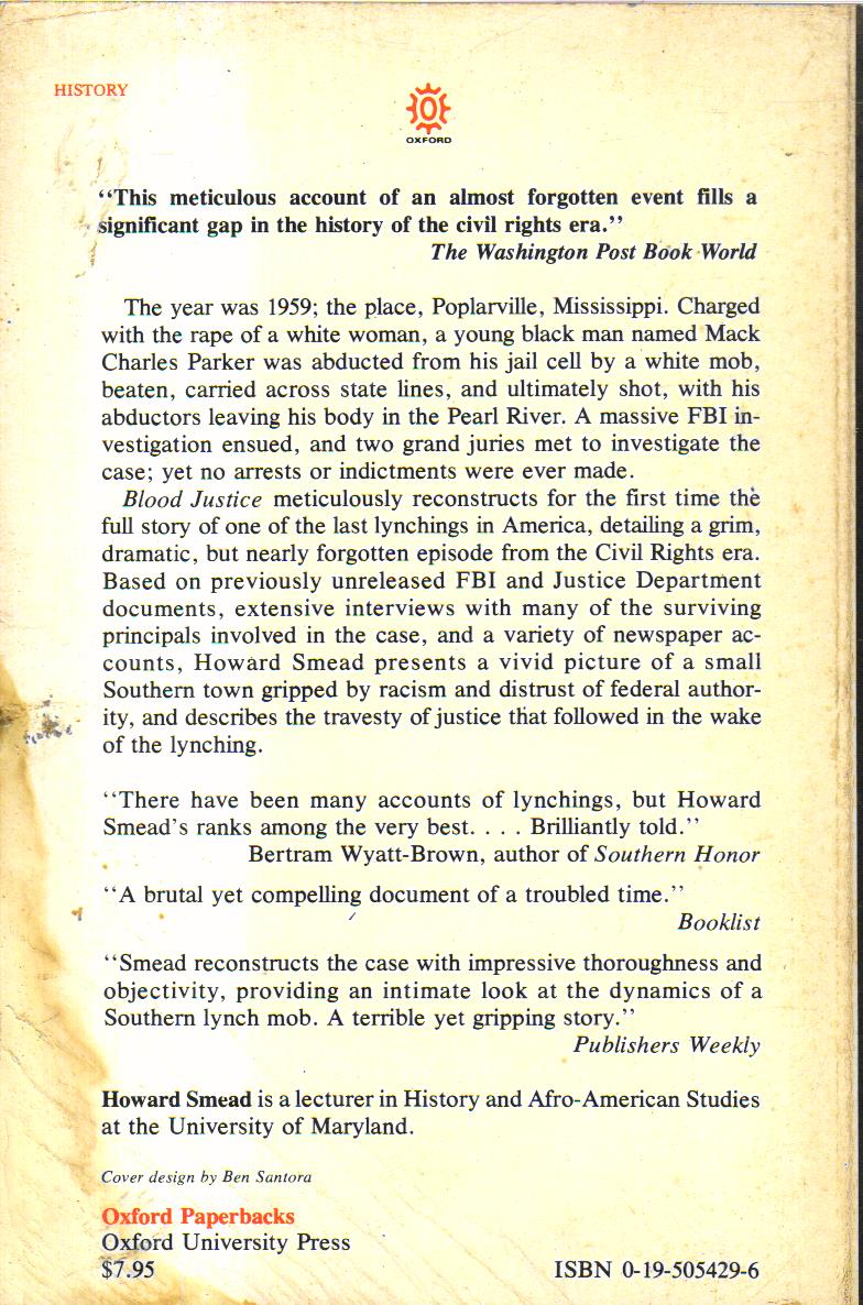 Blood Justice The Lynching of Mack Charles Parker